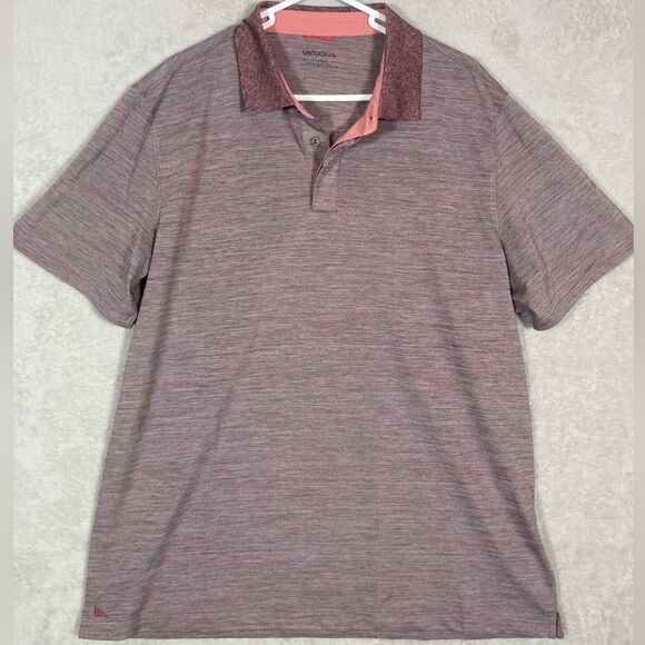 Untuckit Hannifer Heathered Performance Polo Shirt Short‎ Sleeve Wicking Mens XL - Picture 1 of 6